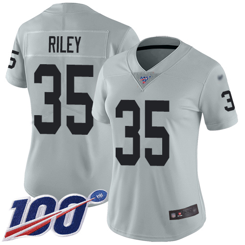 Men Oakland Raiders Limited Silver Curtis Riley Jersey NFL Football #35 100th Season Inverted Legend Jersey->oakland raiders->NFL Jersey
